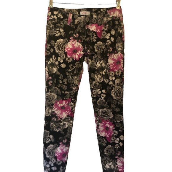 Candie's Denim - Candie's gray/pink floral skinny jeans sz 5 (juniors')